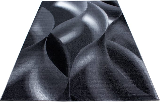 Modern laagpolig vloerkleed Plus - zwart 8008 - 80x300 cm