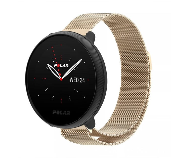 Strap-it Luxe Milanese bandje - geschikt voor Polar Ignite / Ignite 2 / Ignite 3 / Unite / Pacer - champagne