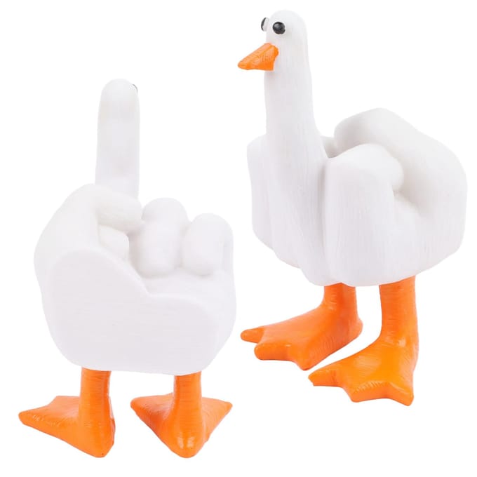 Middelvinger Eend Decoratie Grappig Eendje Hars Beeldje Ornament Decor Hars Ambacht white