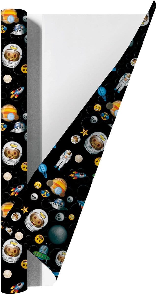 Emoji Space kaftpapier voor schoolboeken - 200 x 70 cm - 3 rollen