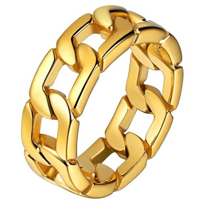 Edelstaal heren ring Cuban Link Goudkleurig-20mm