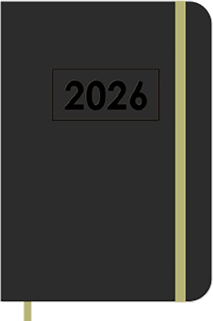 MGPcards - A6 Agenda 2026 - Sluiting Elastiek - Weekoverzicht 1w/2p - Zwart + Groen elastiek - Ruime vakken - 10,5 x 14,8 cm