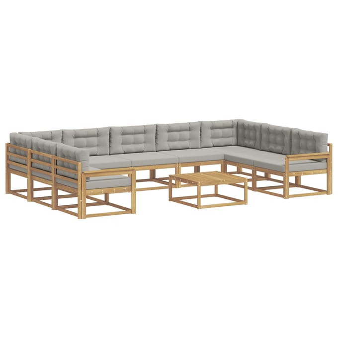 vidaXL - Buiten - bank - set - 10 - st - Wit - en - Lichtgrijs