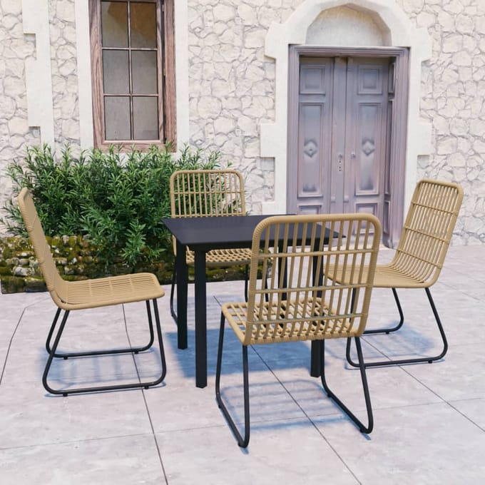 vidaXL - 5-delige - Tuinset - poly - rattan - en - glas