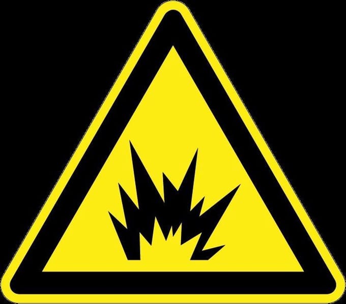 Waarschuwingsbord vlamboog explosie - kunststof 200 mm