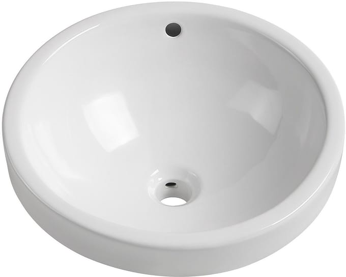 Vente-unique Ronde, half ingebouwde keramische wastafel voor de badkamer - 46 cm - Wit - CATONAC II
