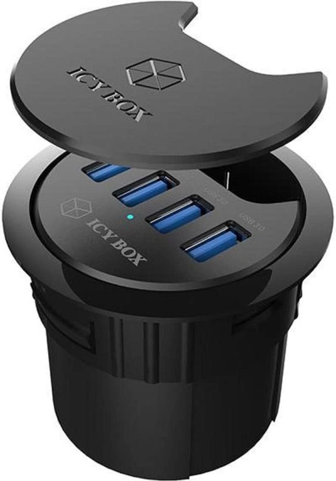 ICY BOX 60303 USB-hub 4 poorten USB-A, Audio, 2.0 (3.5 mm jackplug) USB 3.1 Gen1 5 GBit/s Zwart