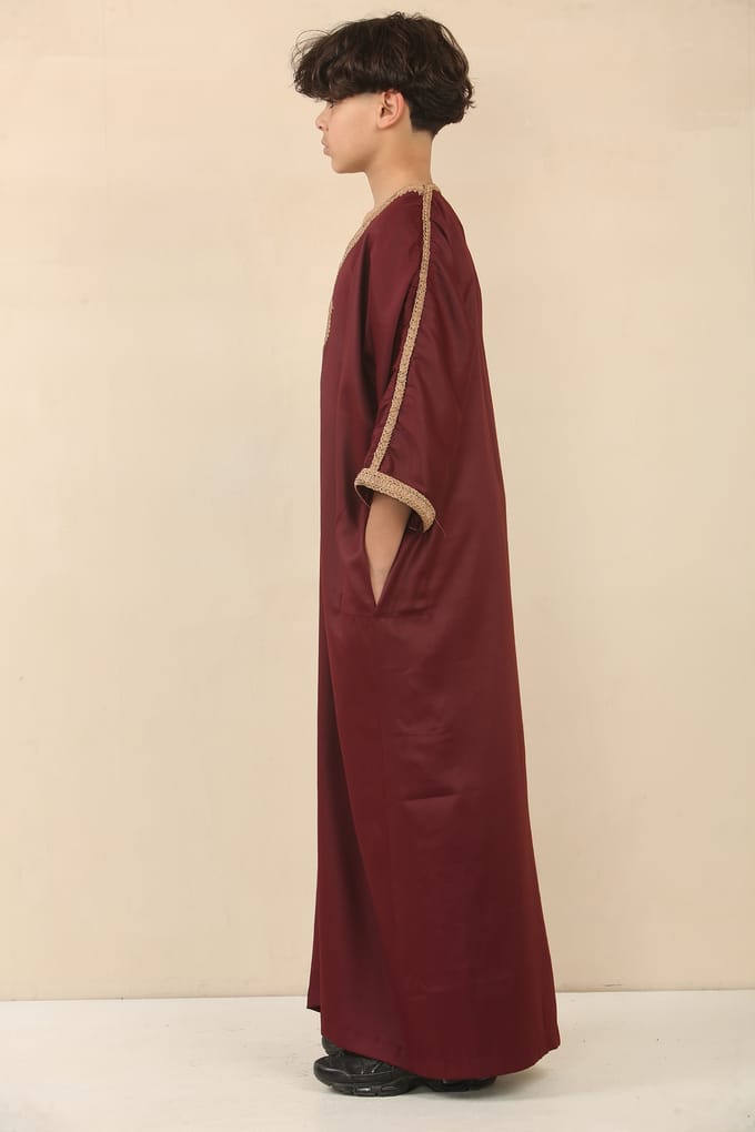 Kinderjongens Bourgondische Marokkaanse Thobe Jubba Robe Eid Djellaba Gandoura