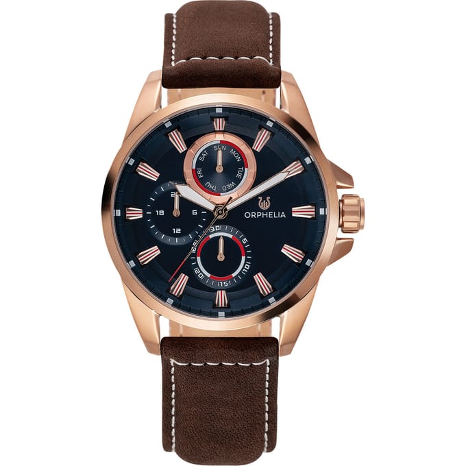ORPHELIA OR71902 - Horloge - Leer - Bruin - 44 mm