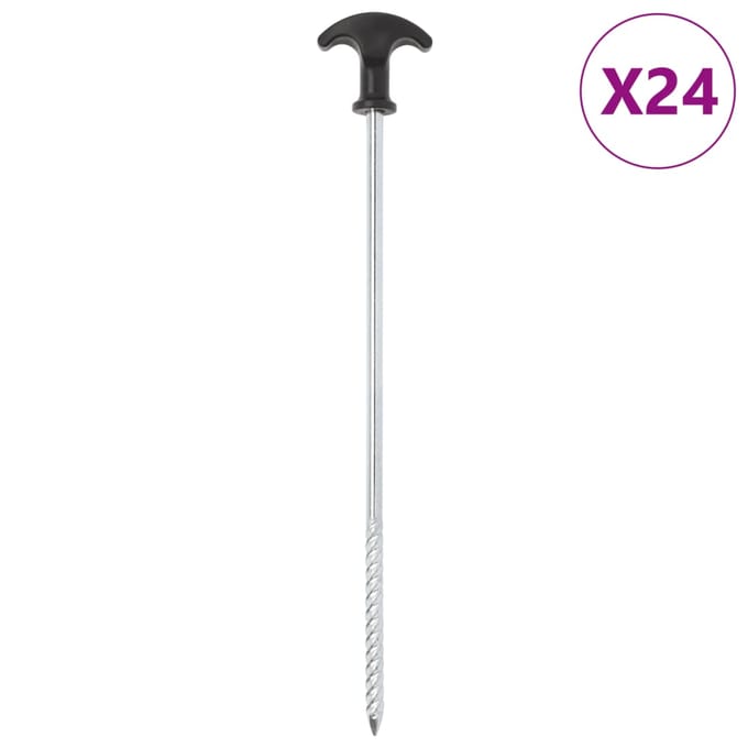 vidaXL - Tentharingen - 24 - st - Ø7 - mm - 30 - cm - gegalvaniseerd - staal