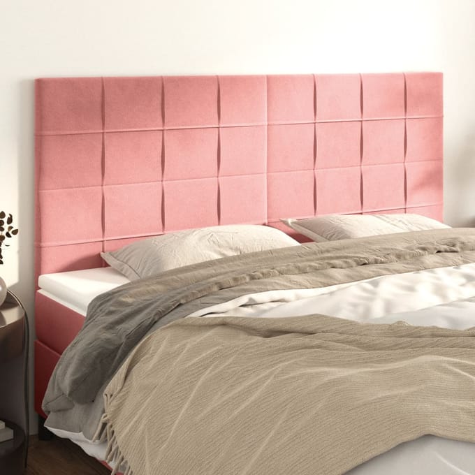vidaXL - Hoofdbord - roze - 180x5x118/128 - cm - fluweel