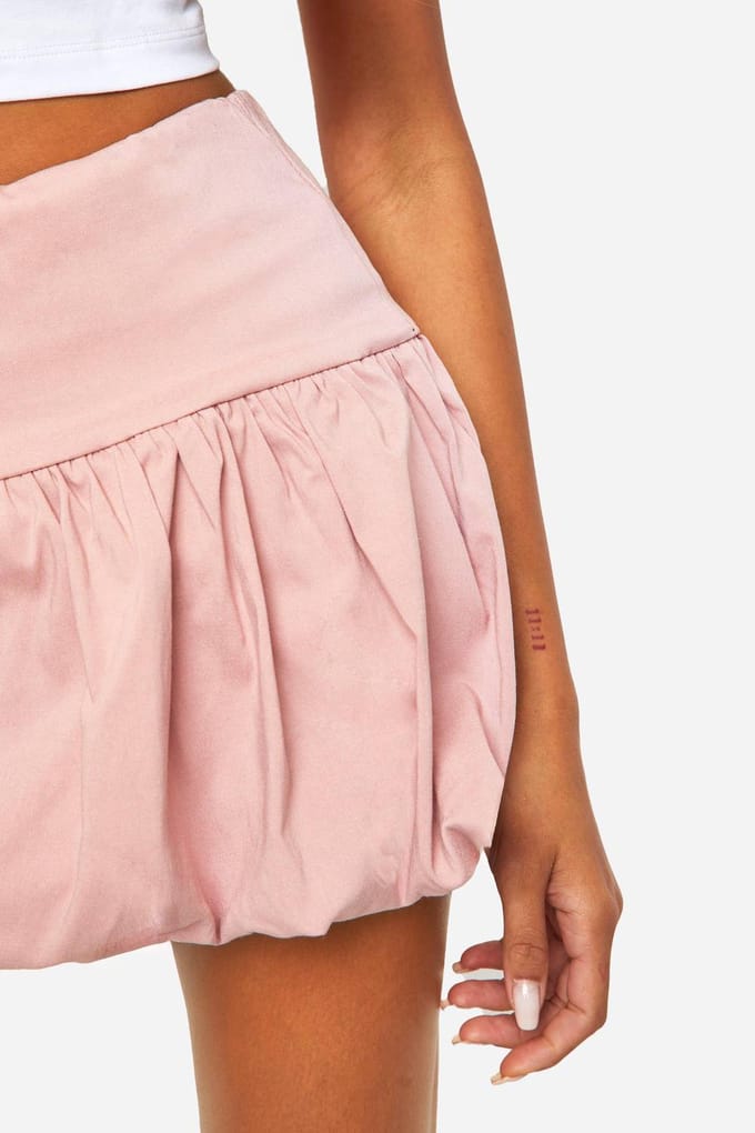 boohoo Dames Bengaline Bubbel Puffbal Minirok | Baby Roze | Maat: 44
