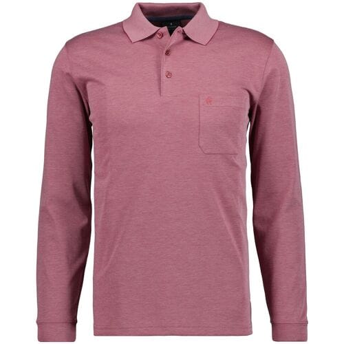 Ragman Softknit Polo Longsleeve Uni Breast Pocket Dark Vintage Red / male
