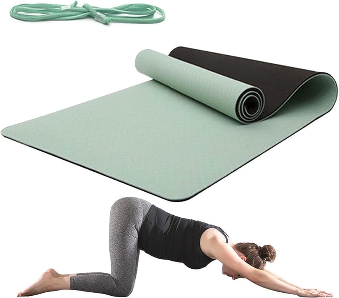 Dikke yogamat - Oefenmat training - Thuis sporten - Lichte antislip - 183 x 68 cm - Grijs