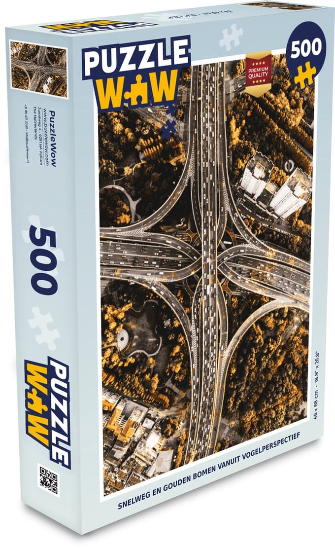 Puzzel Goud - Snelweg - Bomen - Legpuzzel - Puzzel 500 stukjes