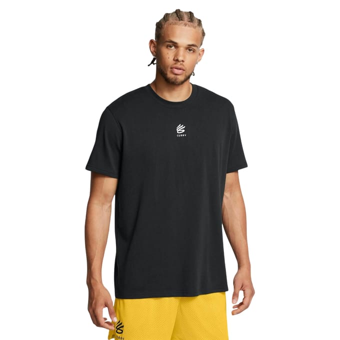 Under Armour Heren Curry Logo Zware T-Shirt (Zwart/Wit)