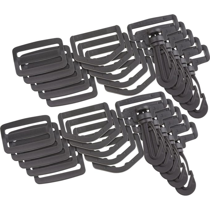 VBS Tas accessoires set "Karabijnhaak, D-ring en Ladder Gesp", 30 stuks - 38 mm