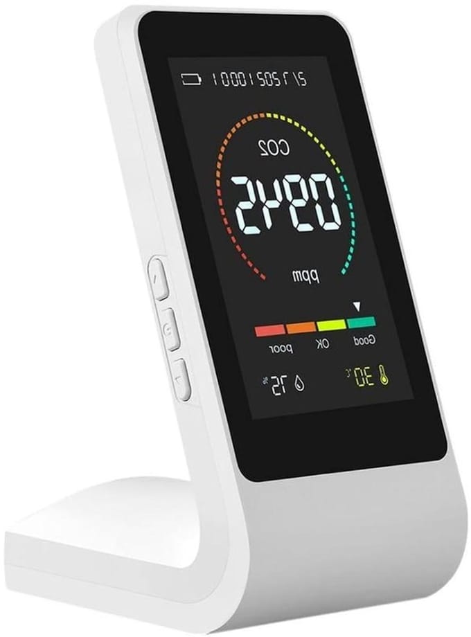 Luchtkwaliteitsmonitor - CO2-meter - Binnenklimaat Bewaken - Automatisch Alarm Systeem - 143x68x9cm - Wit