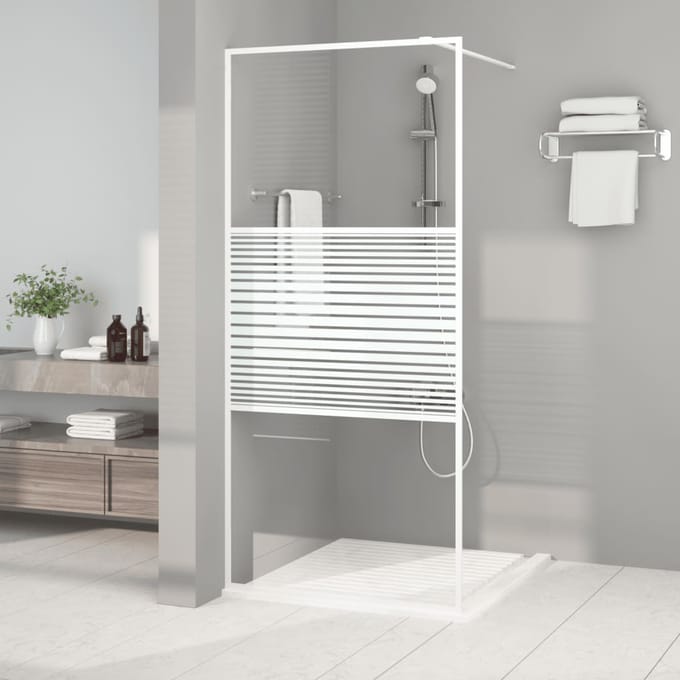 vidaXL - Inloopdouchewand - 90x195 - cm - transparant - ESG-glas - wit
