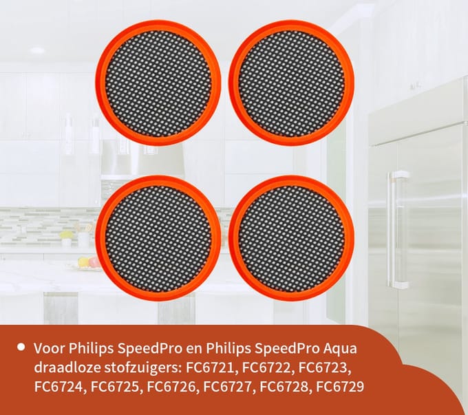 Replacements® filterset geschikt voor Philips Speedpro steelstofzuiger - 4 stuks