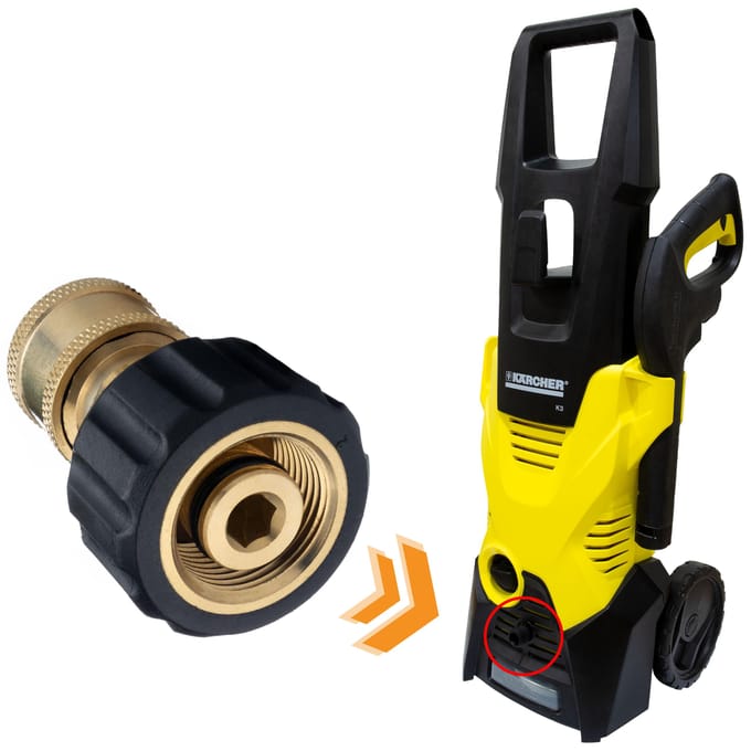 Rosfix Adapter Vervanging M22 - Messing Adapter voor 1/4" Snelkoppeling - 200 Bar 40 L/min 90°C - Geschikt voor Kärcher