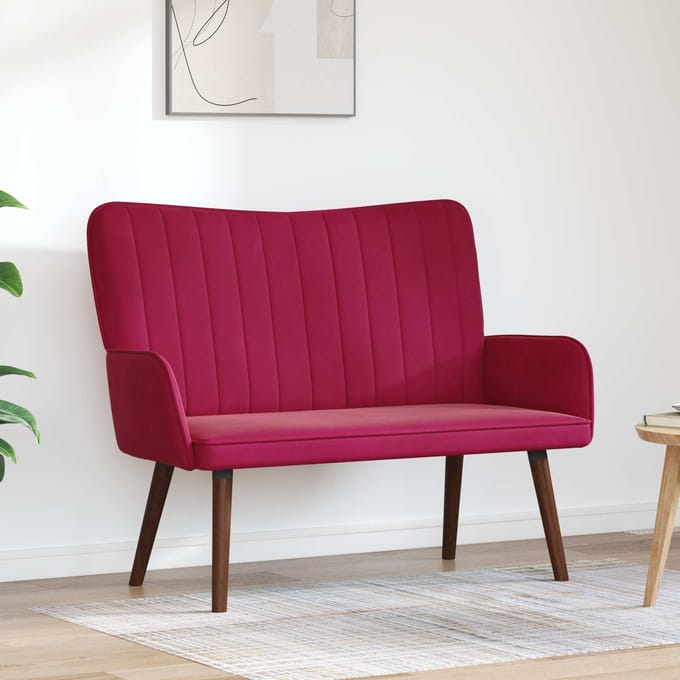 vidaXL - 2-Zits - Sofa - Wijnrood - 115 - x - 61 - x - 87 - cm - fluweel