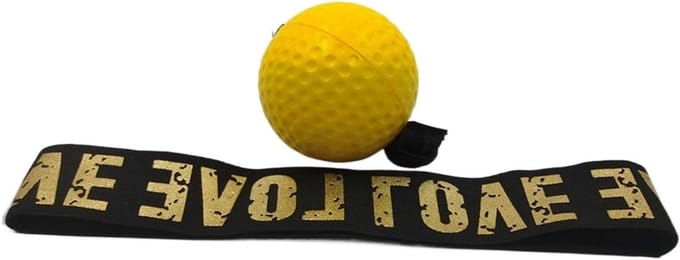 Boks Reflexbal - Trainingsbal Set - Verbeter Coördinatie - Verstelbare Hoofdband - 8 cm Breed - Geel Zwart