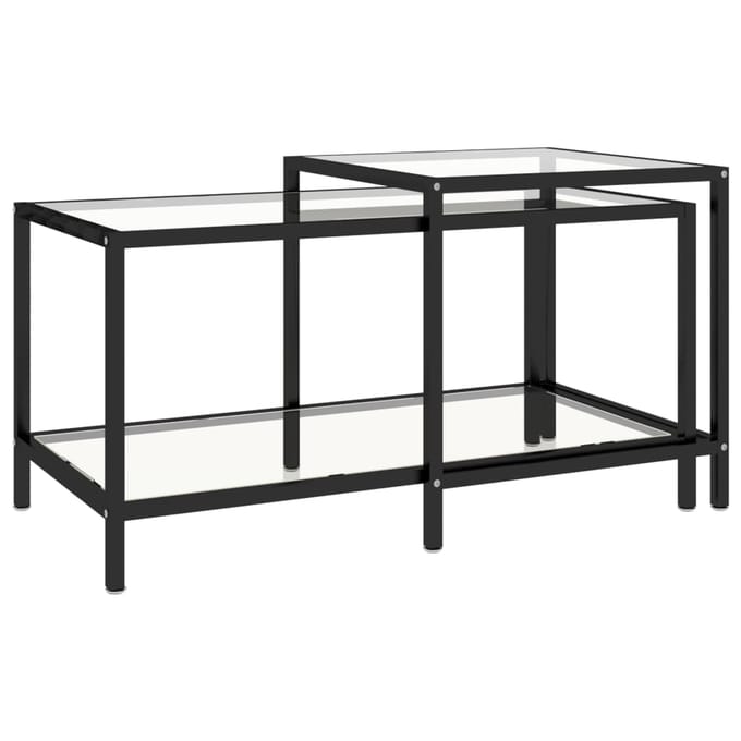 vidaXL - 2-delige - Salontafelset - gehard - glas - transparant