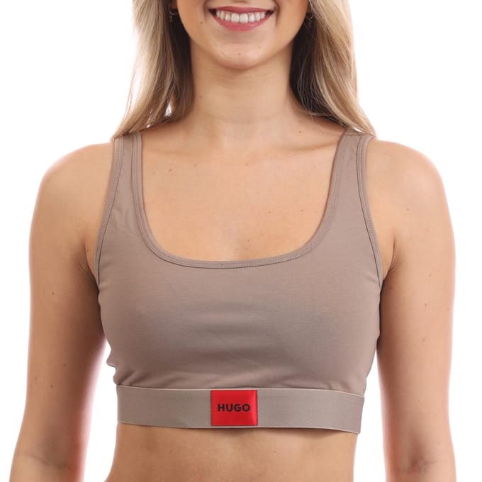 Dames Hugo Red Logo Label Bralette in Bruin