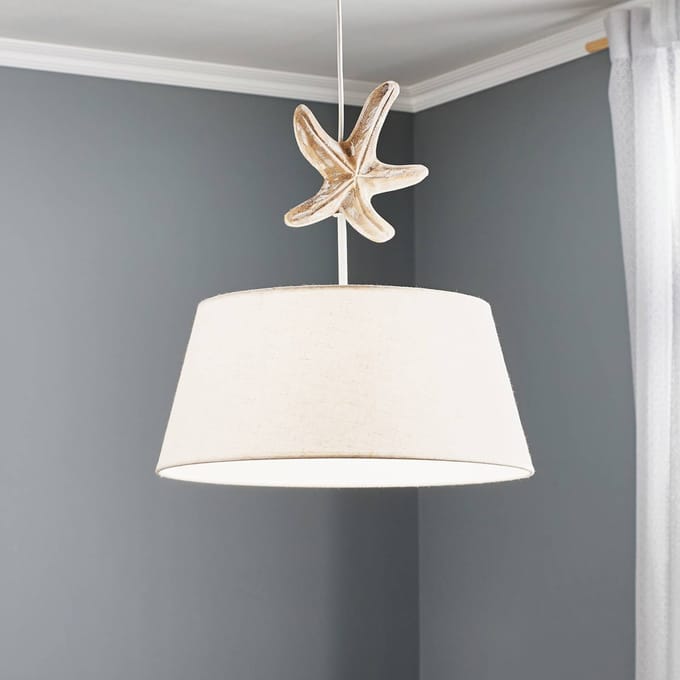 ONLI Hanglamp Stellina, stoffen kap, zeesterrenmotief