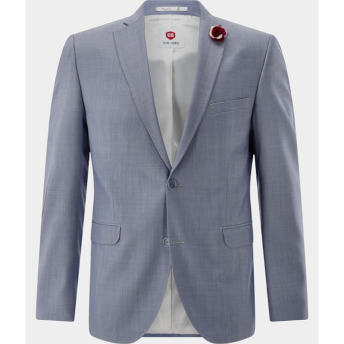slim fit 2-knoops colbert van mix van scheerwol en elastaan