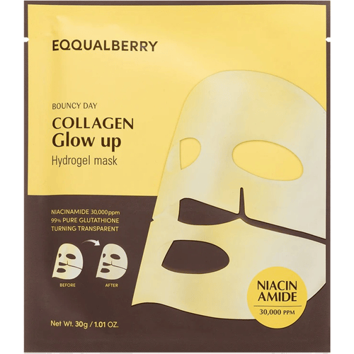 EQQUALBERRY Collagen Glow Up hydrogelmasker 30 g   4 stuks (met omdoos)