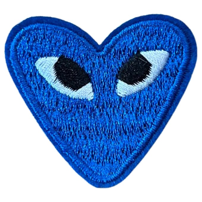 Hartje Met Oogjes Strijk Embleem Patch Donker Blauw 4.3 cm / 3.8 cm / Donkerblauw