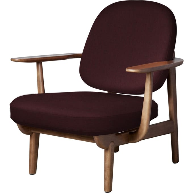 Fritz Hansen Fred Loungefauteuil - JH97 - rood - eiken walnoot gebeitst