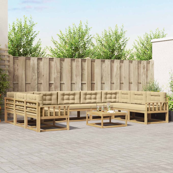 vidaXL - Buiten - bank - set - 10 - st - Wit - en - Beige