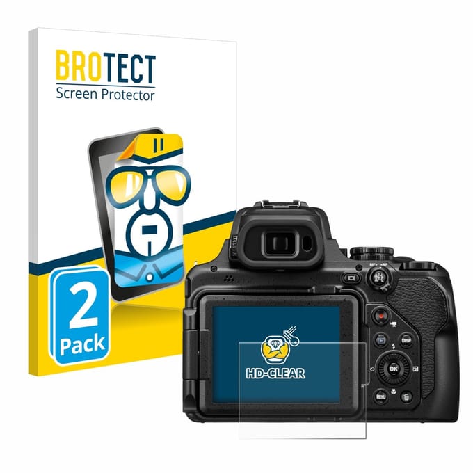 BROTECT - Screenprotector voor Nikon Coolpix P1100 - Folie Beschermfolie transparant 2 Stuks