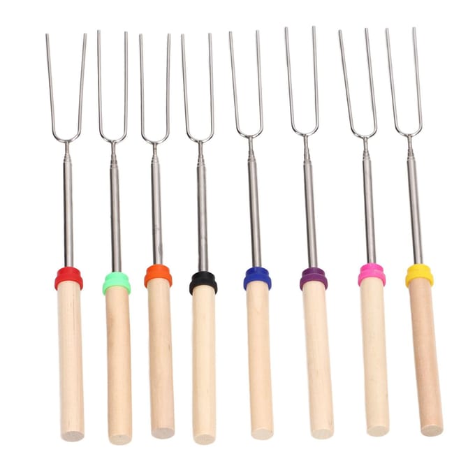 8 Stuks Telescopische Uitschuifbare Marshmallow Roosterstokken Marshmallow Stokjes Kit Uitschuifbare Rooster L gray