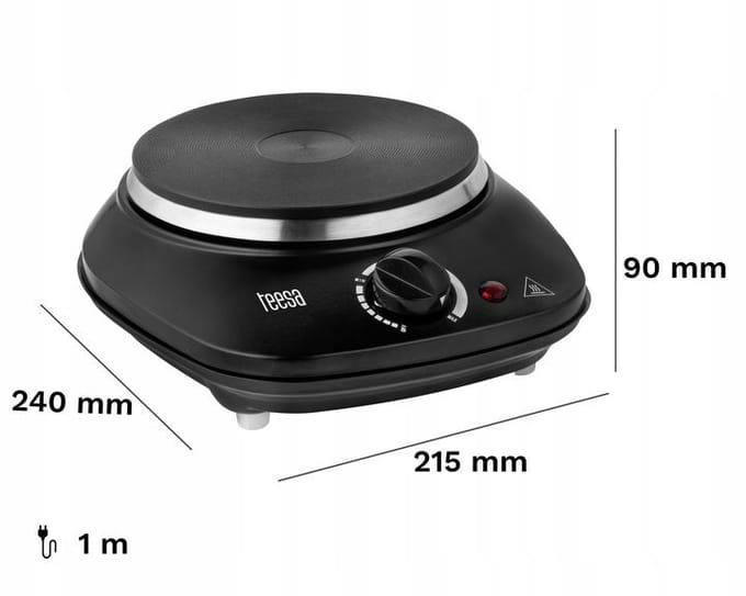 Teesa TSA0201 - Elektrische kookplaat, 1-pits, 1.000 Watt