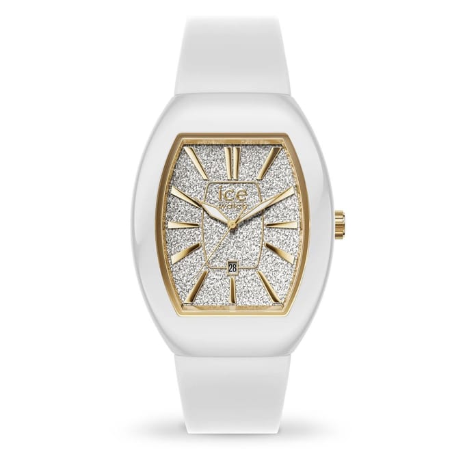 Ice Watch ICE boliday - Dome - White glitter gold 024033 Horloge - Siliconen - Wit - Ø 40 mm