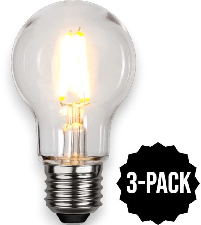 3-Pack | Prikkabel - Standaard bol - E27 - 2.4W - Extra Warm Wit - 2700K - Filament - Helder