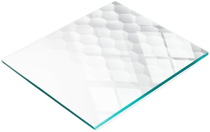 Decoratieve glazen snijplank met zeshoekige afbeeldingen, 60x52 cm
