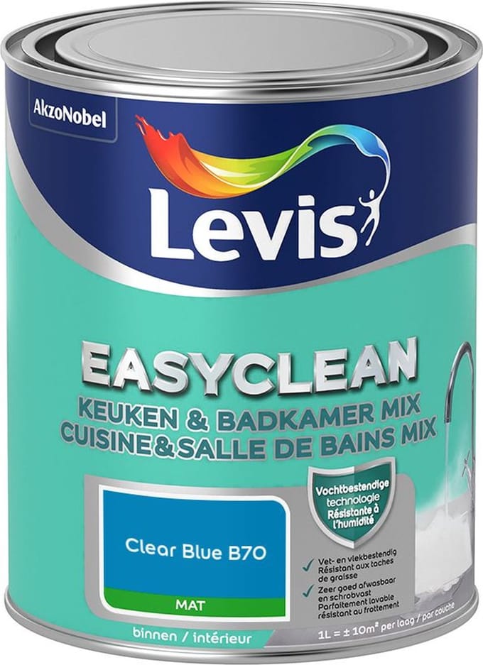 Levis - Easyclean Keuken & Badkamer Mix - Clear Blue B70 - Mengverf - 1 L
