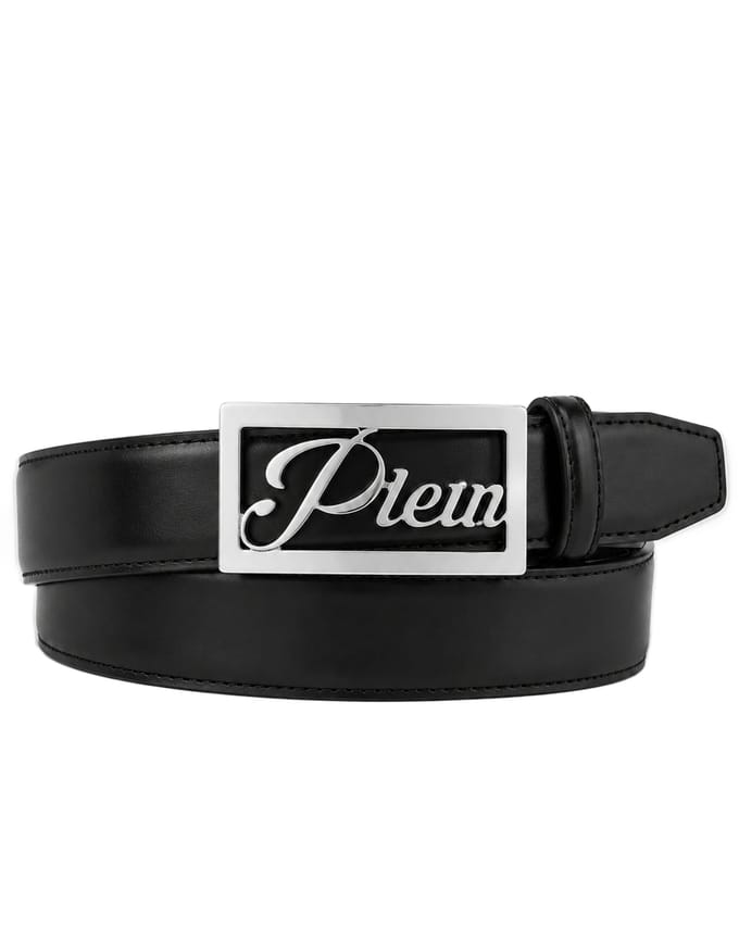Plein Signature Log Leather Belt