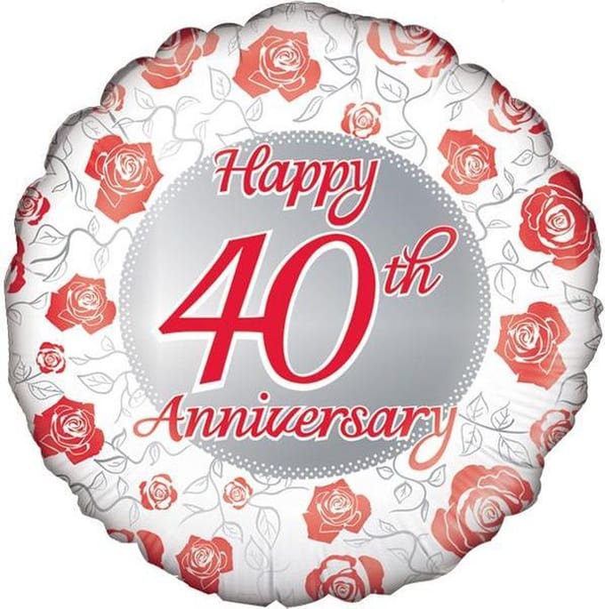 Folie ballon happy 40th anniversary 18 inch (45cm)