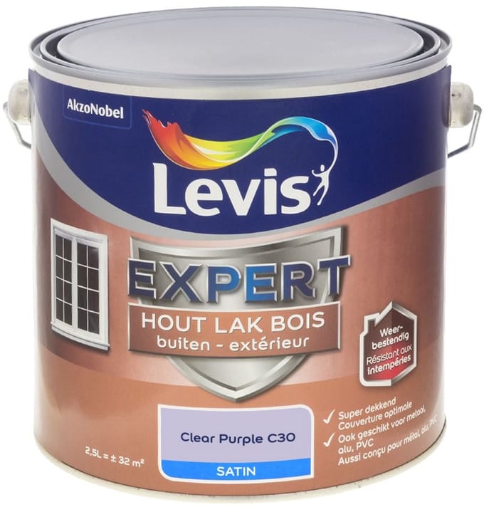 Levis - Expert Hout Lak Buiten Satin Mix - Clear Purple C30 - Mengverf - 2,5 L