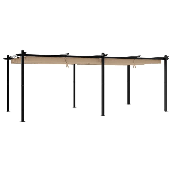 vidaXL - Prieel - met - uittrekbaar - dak - 3x6 - m - aluminium - taupe