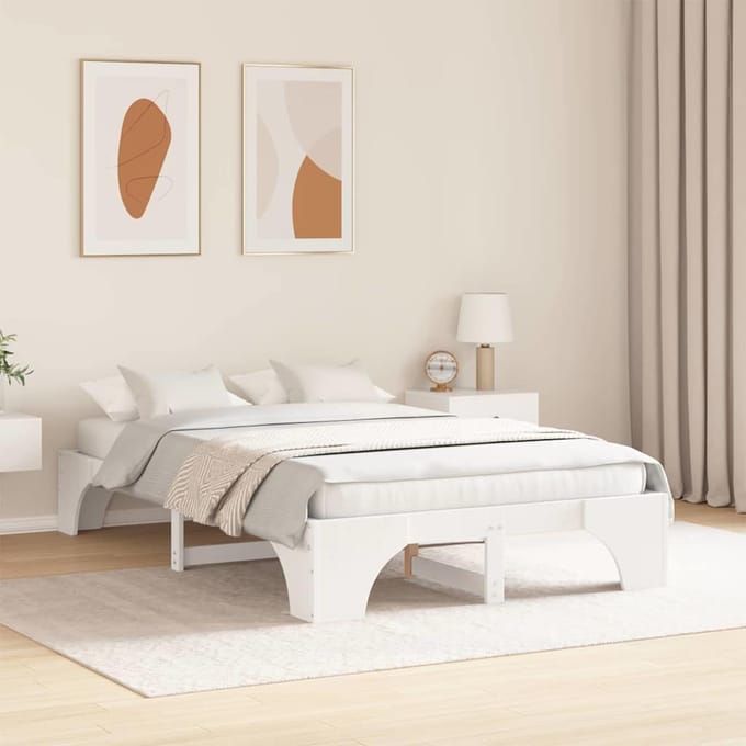 vidaXL - Bedframe - Wit - 140 - x - 190 - cm - Massief - grenenhout