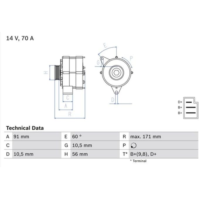 Driefasige generator BOSCH 0 986 033 810