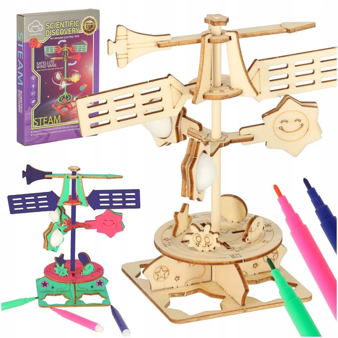 Houten Windmolen Model 3D - Leerzaam Wetenschapsset voor Kinderen