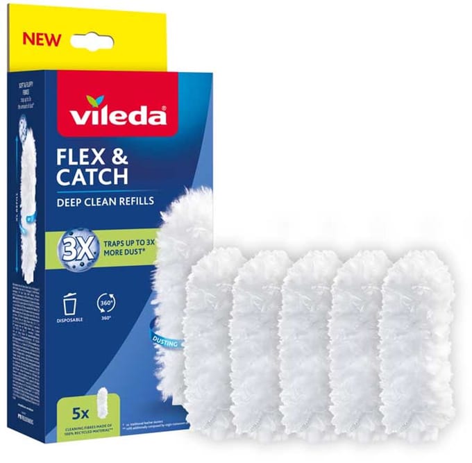 Vileda Flex & Catch - Stofdoek Navullingen - 5 Stuks - 360° Ontwerp - Milieuvriendelijk
